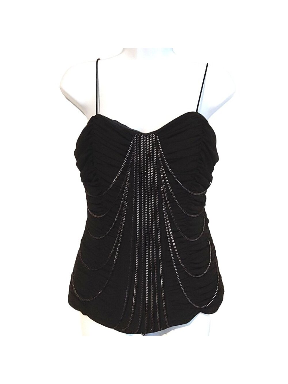Vtg Cache Bustier Top Corset Glam Chain Y2K Rocker Clubwear Goth Rave Tattoo 4